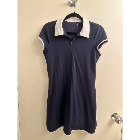 Abercrombie & Fitch Dresses & Skirts - Abercrombie & Fitch Navy Blue Zip Neck Collared Tennis Dress Medium Athleisure